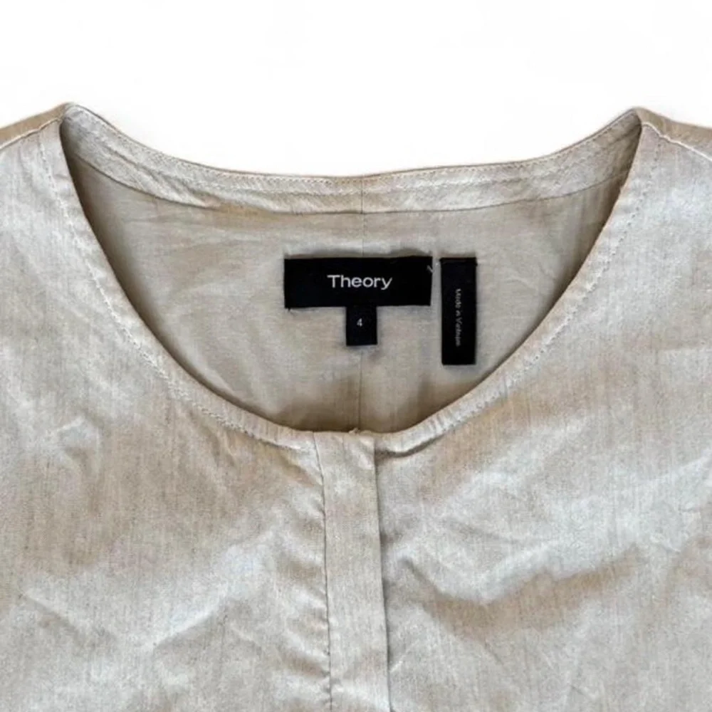 Theory Easy Crew Shift Crunch Linen Dress - Picture 4 of 8